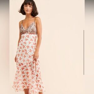 Urban Outfitters Harper Lace Printed Midi Dress